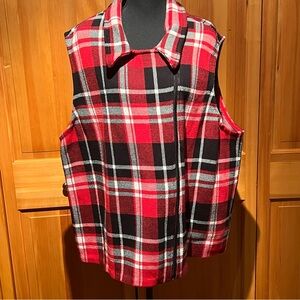 Chaps Plaid Red and Black Knit Vest - Sz 3X